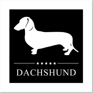 Smooth Dachshund Dog White Silhouette Posters and Art